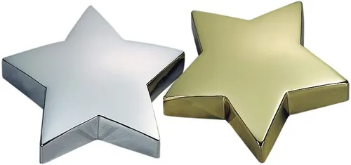 Vista 2 de Pisapapeles estrella en acabado dorado