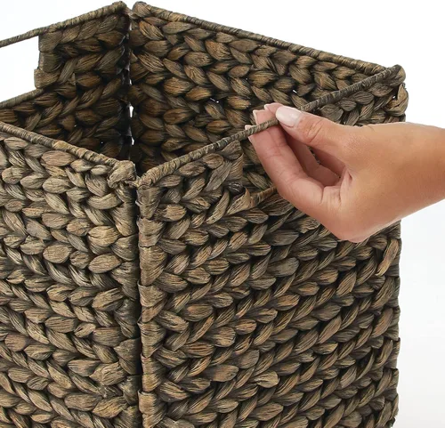 Vista 4 de mDesign L - Cesta de almacenamiento tejida con jacinto, en forma de cubo, 2 unidades Negro