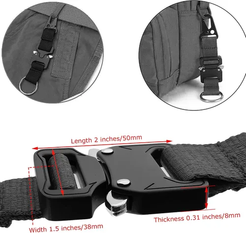 Vista 4 de Llavero táctico militar para hombres, mosquetón de liberación rápida, llaveros EDC Gear con anillo de acero inoxidable