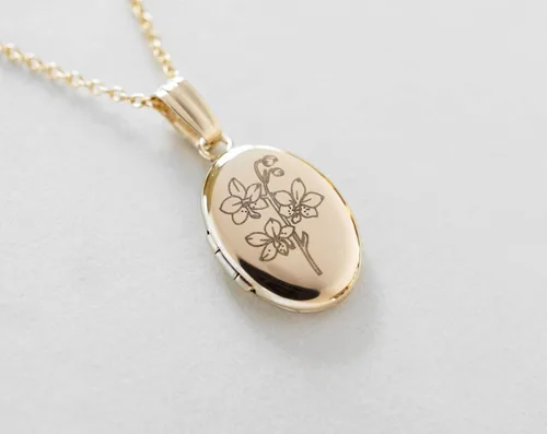 Vista 4 de Rikelus Collar con medallón de fotos de oro real de 10 quilates y 14 quilates para mujer, collar con colgante ovalado personalizado que sostiene
