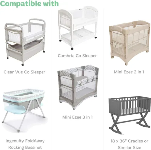 Vista 2 de Joey + Joan Sábanas ajustables de 18 x 36 pulgadas – Compatible con Arms Reach Co Sleeper Clear Vue, Cambria, Mini Ezee moisés – Se adapta sin