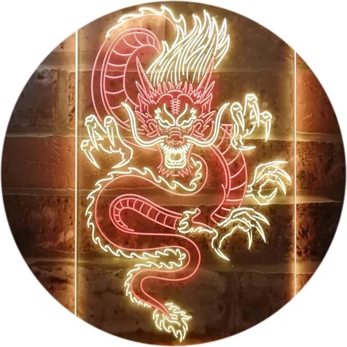 Vista 9 de Cartel de neón ADVPRO LED con dragón chino, letrero de neón LED de color dual st6-i3225