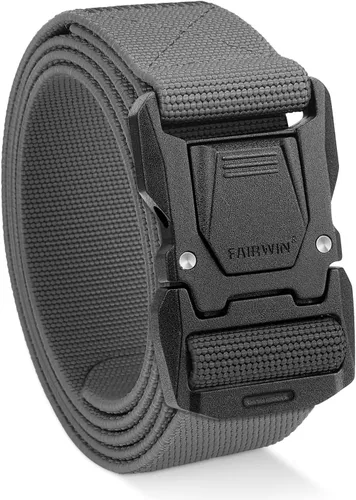 Vista 11 de FAIRWIN Tactical Belt Men, 1.5" Stretch Nylon Web Military Hiking Rigger Work Belts with Quick-Release Seatbelt Buckle