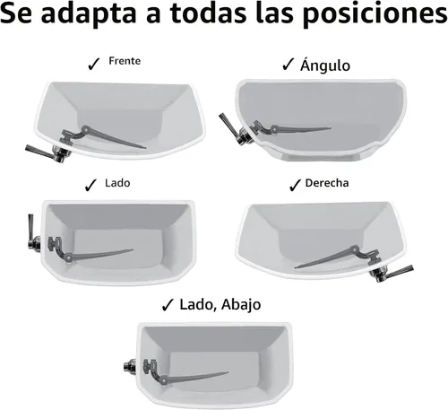Vista 6 de Palanca y manija de inodoro de metal de brazo fuerte Korky - Universal para adaptarse a inodoros de montaje frontal, angular, lateral, izquierdo