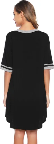 Vista 5 de Vlazom Women's Sleep Shirt Short Sleeve Night Shirts V Neck Nightdress Sleepwear S-XXL