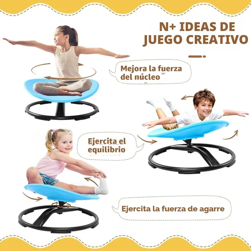 Vista 3 de Zhenx Silla giratoria para niños autistas (de 3 a 18 años) – Asiento giratorio sensorial de capacidad de 220 libras – Juguete sensorial para Azul