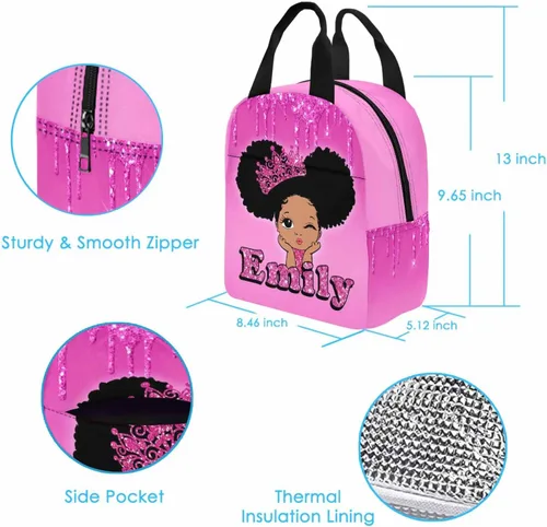 Vista 8 de Mochila escolar personalizada para niños y niñas de primaria con nombre brillante y patrón brillante, impermeable, con lonchera para hija, hijo, a