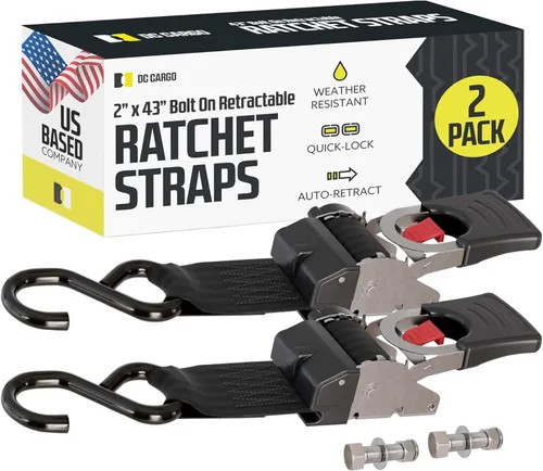 Vista 16 de DC Cargo Mall Correas de trinquete retráctiles - Opciones de montaje E-Track y atornilladas (paquete de 2) 1 pulgada x 6 pies - 4,000 libras