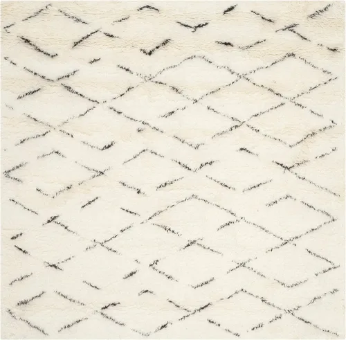 Vista 3 de SAFAVIEH Casablanca Collection - Alfombra cuadrada de 6 pies, color marfil y marrón, hecha a mano de lana marroquí boho neozelandesa, 1 pulgada