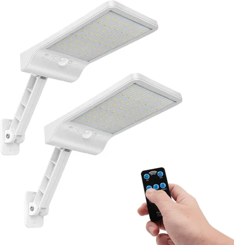 Vista 9 de Luces solares para exteriores con control remoto, 56 LED de ángulo ajustable de 180°, luz nocturna de seguridad, sensor de movimiento exterior