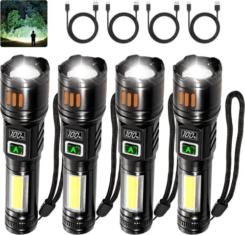 Vista 5 de AYL Paquete de 3 linternas recargables, linterna LED táctica de alto