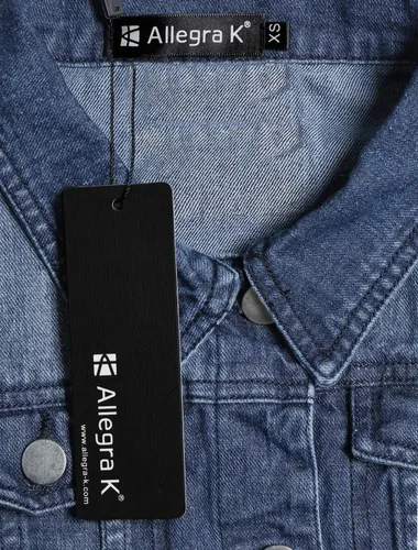 Vista 4 de Allegra K Chaleco de mezclilla lavado con botones para mujer, con bolsillos con solapa en el pecho
