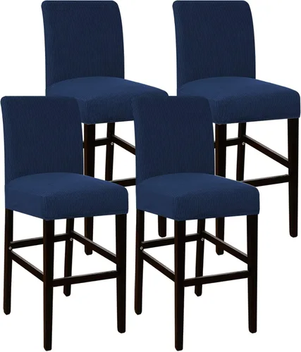Vista 12 de Flamingo P Fundas de taburete para sillas de comedor, fundas de asiento de tela jacquard elástica con parte inferior elástica extraíble, juego de 2