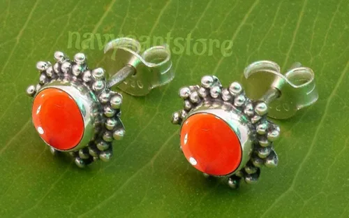 Vista 2 de Gemstone Stud Earring Stud Earrings- Handmade 925 Sterling Silver Stud Earring for Womens and Girl Chritmas Gifts