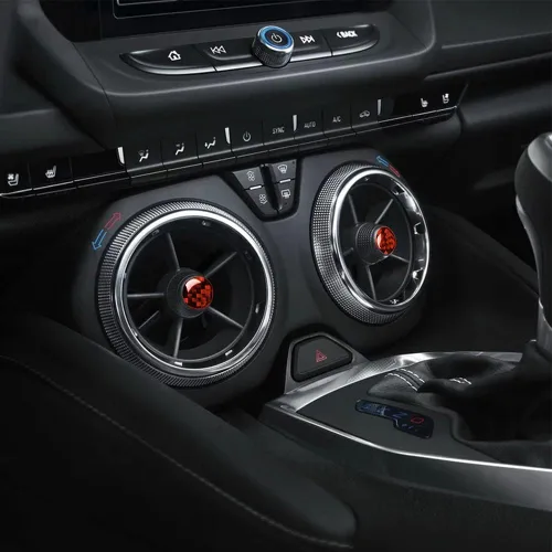 Vista 2 de Calcomanía de fibra de carbono para perilla de ventilación de aire acondicionado, cubierta interior para Chevrolet Camaro 2016 2017 2018 2019 2020