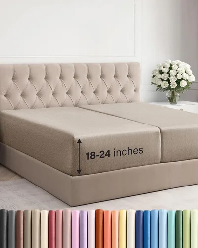 Vista 145 de Sábana bajera ajustable extra profunda Twin XL – Sábana bajera individual de lujo de hotel solamente – Se adapta fácilmente a colchones de 18 a 24