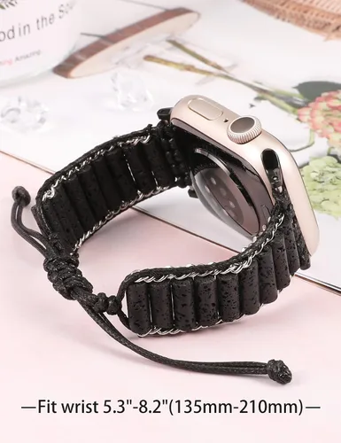 Vista 2 de W-RARA Correa de Pulsera de Piedra Boho Compatible con Correa de Apple Watch de 38/40/41/42/44/45/46/49mm para Mujer, Correa de Jaspe Natural