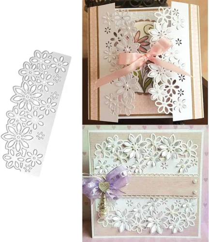 Vista 6 de Troqueles para álbumes de recortes, troqueles de corte de metal con marco rectangular para hacer tarjetas, plantilla de perforación de manualidades