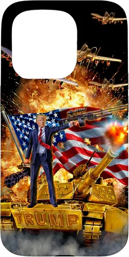 Vista 14 de iPhone 16 Presidente Donald Trump monta una funda dorada