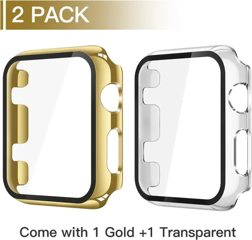 Vista 3 de Misxi Juego de 2 Fundas de Vidrio Templado Compatibles con Apple Watch Series 3 y Series 2 de 1.496 Pulgadas, Protector de Pantalla de Policarbonato