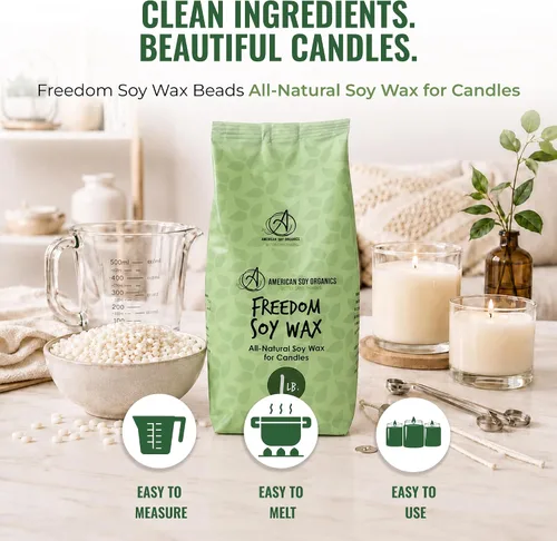Vista 7 de American Soy Organics - Cuentas de cera de soja Freedom de 1 libra para hacer velas - Cuentas de cera para microondas - Suministros prémium