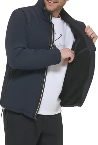 Vista 4 de Calvin Klein Abrigo, chaquetas para hombre, carcasa suave con forro Sherpa