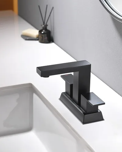 Vista 6 de Tohlar Grifo de lavabo de baño negro con 2 asas