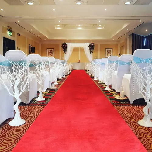 Vista 3 de QueenDream Alfombra de pasillo de terciopelo rojo de 4.5 x 20 pies para eventos de fiesta de cumpleaños