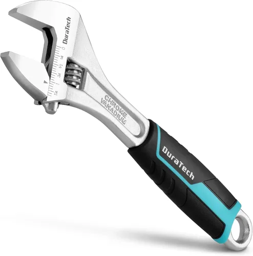 Vista 10 de DURATECH Llave ajustable de 6 pulgadas, llave de acero Cr-V, llave de mandíbula ancha, básculas métricas y SAE, para el hogar, garaje, taller