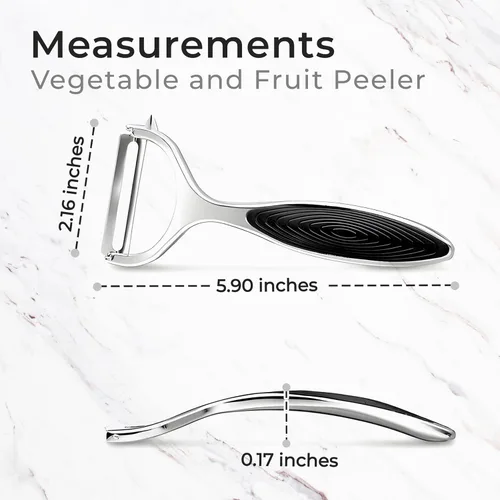 Vista 2 de Pelador en Y, peladores para cocina con una cuchilla afilada y removedor de ojos + agarre negro para apoyar mejor los peladores de verduras