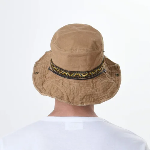 Vista 3 de WITHMOONS Boonie KR8752 - Sombrero de arbusto azteca con diseño de ala ancha