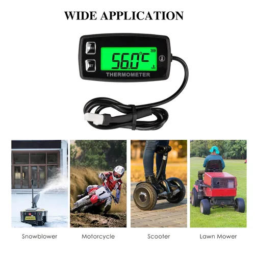 Vista 7 de Vista completa - Termómetro digital LCD para motor, medidor de temperatura, alerta de sobretemperatura, repuesto de batería para motocicleta