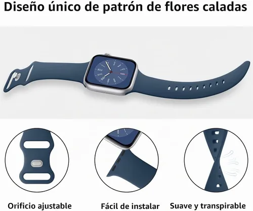 Vista 4 de Mugust - Correas deportivas compatibles con Apple Watch de 42mm, 41mm, 45mm, 49mm, 40mm, 44mm, 38mm, 42mm y 46mm, correa impermeable de silicona