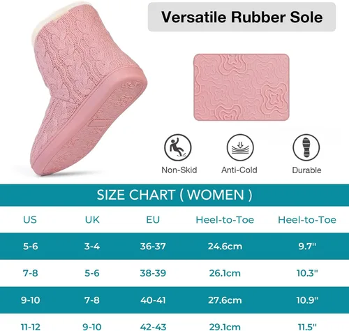 Vista 6 de HomeTop Pantuflas mullidas de espuma viscoelástica para mujer con suela de goma para interiores y exteriores
