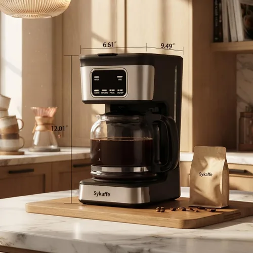 Vista 8 de Cafetera programable de 12 tazas, cafetera de goteo con tanque