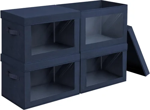 Vista 16 de Homsorout Contenedores de almacenamiento con tapas, organizadores pequeños de tela con ventana, contenedores de almacenamiento plegables para ropa