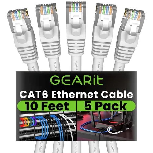 Vista 17 de GEARit Cables de conexión Cat6 de 1 pie negro (paquete de 5) Cables de conexión Cat 6 de 1 pie, cable de conexión negro/Ethernet, 10Gbps 550MHz