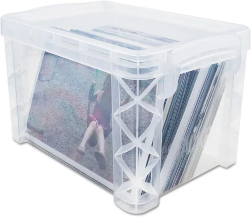 Vista 4 de Advantus 40307 Super Stacker - Cajas de almacenamiento, capacidad para 400 tarjetas de 3 x 5, plástico, transparente
