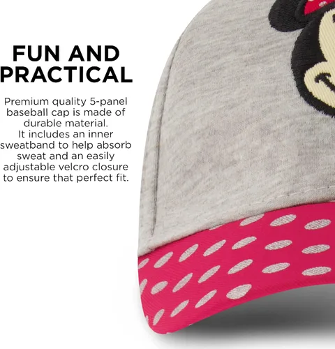 Vista 4 de Disney Gorra de béisbol, Minnie Mouse ajustable para niños de 2 a 4 años o niñas de 4 a 7 años