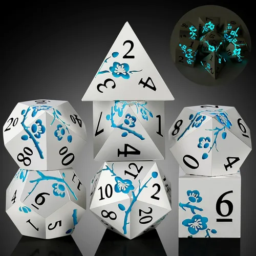Vista 47 de DNDND - Dados de diseño antiguo, 7 dados de metal de latón con caja de metal para juegos de mesa como Dungeons and Dragons