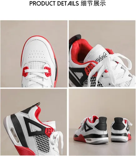 Vista 6 de Hoaeiewds Zapatos de baloncesto retro de moda de tendencia para niños grandes, zapatos deportivos para niños casuales al aire libre, zapatillas