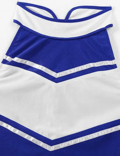 Vista 6 de JEEYJOO Conjunto de uniforme de animadora para mujer camiseta corta sin mangas con falda plisada