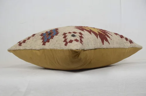 Vista 7 de Chouhan Rugs 4 piezas de fundas de cojín de yute Kilim tejidas a mano, cojines indios vintage 18x18, fundas boho (patrón 1)