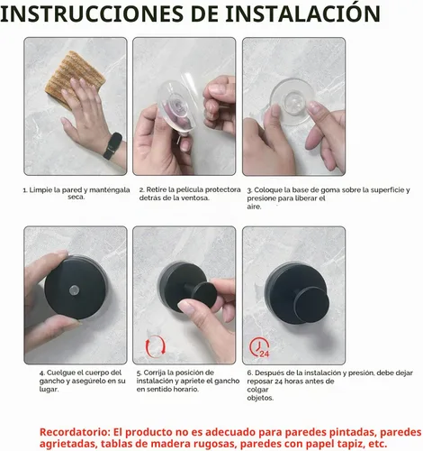 Vista 8 de Ganchos de ventosa para ducha, ganchos de toalla de acero inoxidable para pared de baño, puerta de cristal, cocina, espejo, azulejos, ganchos