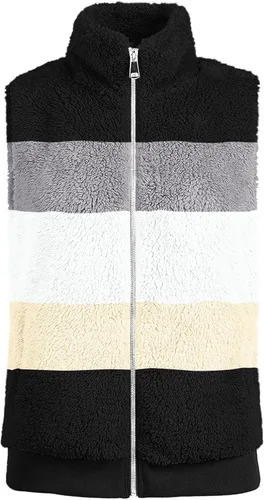 Vista 4 de Vifucz Chaleco suave forro polar para mujer, abrigos informales sin mangas, cremallera completa, chaleco cuello, chaquetas