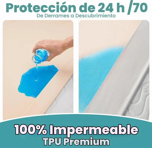 Vista 2 de OhGeni - Protector de colchón impermeable, tamaño Queen, con bolsillo profundo de 6 a 18 pulgadas, transpirable, sin ruido, suave, lavable, a prueba