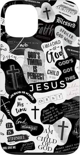 Vista 7 de Funda estética para iPhone 16 con versículos bíblicos cristianos, frases positivas