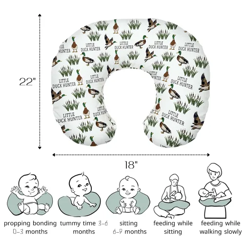 Vista 3 de HawSkgFub Little Duck Hunter - Funda de almohada de lactancia y caza de malarda para bebés niños y niñas, funda de almohada de lactancia con junco