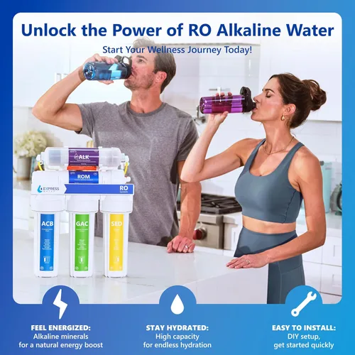 Vista 2 de Express Water Sistema de filtración de agua de ósmosis inversa alcalina de 10 etapas - Filtro de agua para debajo del fregadero con llave y Níquel