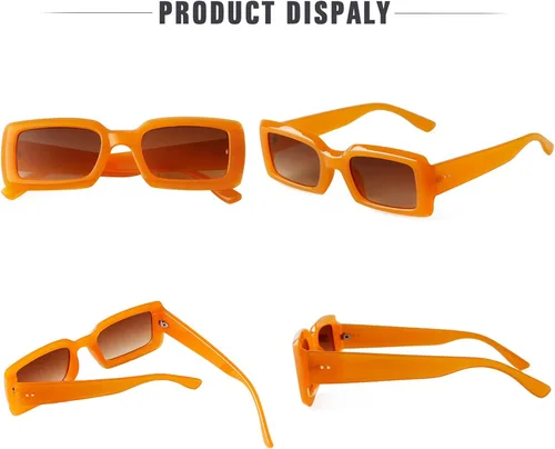 Vista 7 de JUDOO Retro Y2K Rectangle Sunglasses for Women Trendy Chunky Narrow Square Frame Glasses